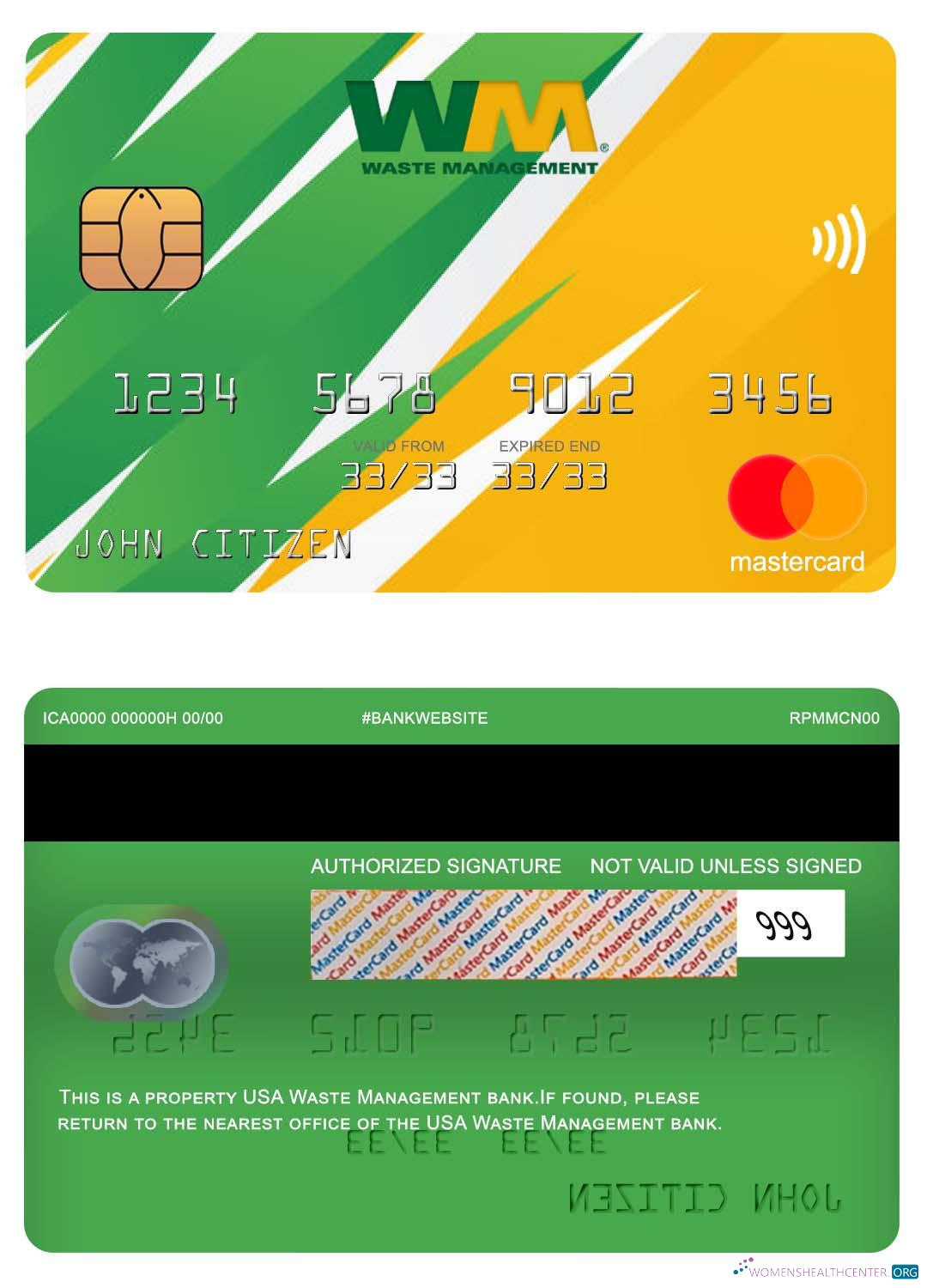 Download USA Waste Management bank mastercard Photoshop template